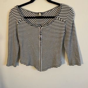 free people 3/4 length sleeve striped top